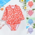 thumbnail image 1 of MUXiin Girls One Piece Long Sleeve Swimsuit Rash Guard Zipper Bathing Suit UPF50+ Toddler Kids Beach Bikini Swimwear Suit, 1 of 4