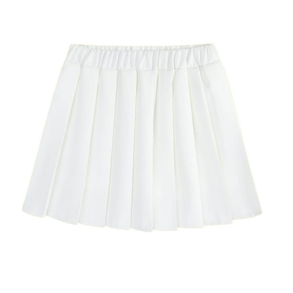 MUXiin Girls Pleated School Uniform Skirt with Shorts, Athletic Tennis Skirts for Girls, Toddler Skort,13-14 Years,White