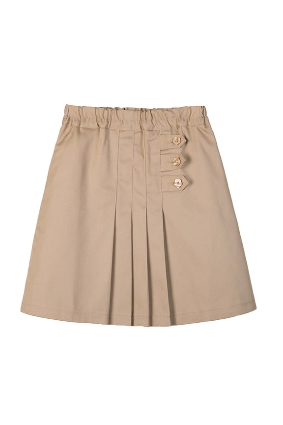 Girls Pleated School Uniform Skirt with Shorts, Athletic Tennis Skirts for Girls, Toddler Skort,Khaki,6-7 Years