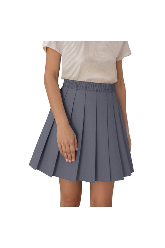 Girls Pleated Skirts with Shorts, Elastic Waist School Uniform Plus Size Tennis Casual Skirt