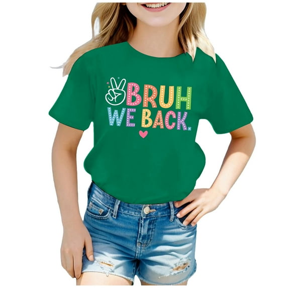 MUXiin Girls Shirts Size 7,Back To School Shirts For Girls Graphic Short Sleeve Cotton Tee Tops Baggy for Teen Girls Graduation Summer Blouse for Girls