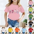 thumbnail image 1 of MUXiin Girls Short Sleeve T-Shirt Summer Tops for Kids Lovely Print Crewneck Graphic Tees,Black 10-12 Years, 1 of 6