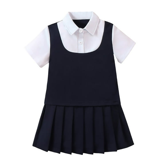 MUXiin Girls Sleeveless School Uniform Jumper Dress Toddler Kids Pinafore Pleated Skirt Adjustable Straps Comfortable Everyday Outfit(4-5 Years,Black)
