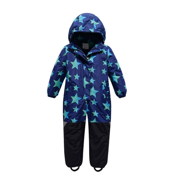 MUXiin Girls Snow Wear Insulated Ski Suit Thermal Winter Snowsuit Windproof Softshell Overalls For Outdoor Activities(5-6 Years,Blue)