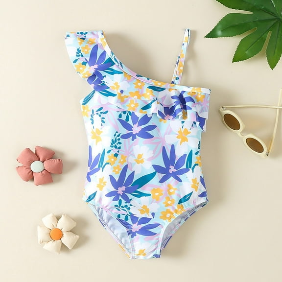 MUXiin Girls Swimsuit Size 6 One Piece Halter Embroidered Details Girls Swimsuit One Piece Quick Dry Durability Beach Vacation Outfit Lightweight Pretty Girls' Pool Wear