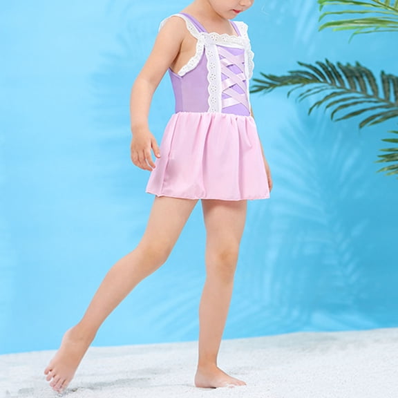 MUXiin Girls Swimsuit Size 7 Two-Piece Floral Printed Beachwear for Kids Quick Dry Comfortable Fit Pool Party Swimsuit Lightweight Baby Girl Bathing Suit