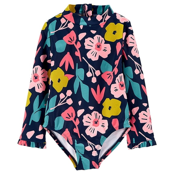 MUXiin Girls Swimsuit Size 8 One Piece Ruffle Solid Color Kids Swimsuits Quick Dry Durability Summer Swimwear Trendy Colorful Kids' Swimming Clothes