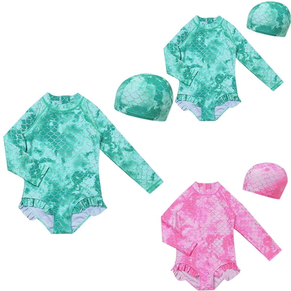 MUXiin Girls Swimsuits Size 14-16 One Piece Ruffle Ruffled Details Bathing Suit Quick Dry Stylish Design Surfing Swimsuit Adorable Children's Summer Swimming Outfit
