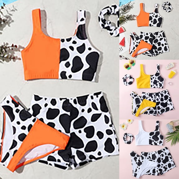 MUXiin Girls Swimsuits Size 14-16 Three Piece Polka Dot Bathing Suit Upf 50  Sun Protection Comfortable Fit Summer Swimwear Trendy Girls' Water Activity Swimsuit