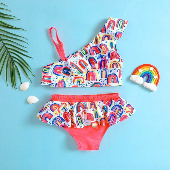 MUXiin Girls' Swimwear Two Piece Animal Print Cute Swimsuits Rash Guard Durability Surfing Swimsuit Adorable Rash Guard Set for Girls Playing In the Ocean