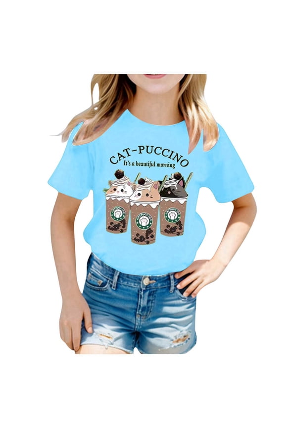 Girls Tops Size 10-12 Floral Graphic Round Neck Preppy Short Sleeve T Shirt Fashion Cool Back To School Vacation Tops Tees Shirts for Youth Boys Girls Girls Summer Tops T-Shirts