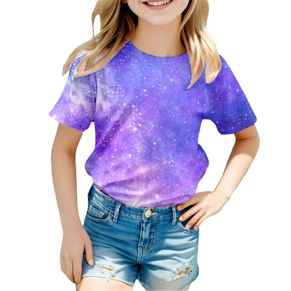 MUXiin Girls Tops Size 10 Crew Neck Sports T-Shirt Short Sleeve Back To School Shirt Solid Color Clothes for Children Fashion Cool T-Shirts Toddler To Big Kid