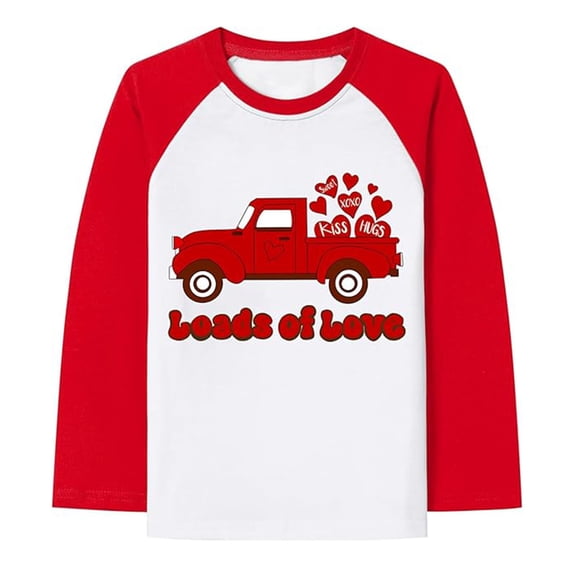 MUXiin Girls Valentines Day Shirt Children's Casual Solid Color Round Neck Long Sleeved Top T Shirt Kids Valentines Gifts