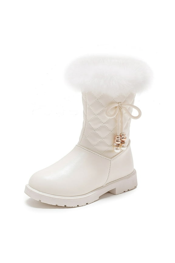 Girls Winter Boots Princess Snow Bow High-Top Boots Mid-Calf Thick Warm Snow, Suitable For Little Girls