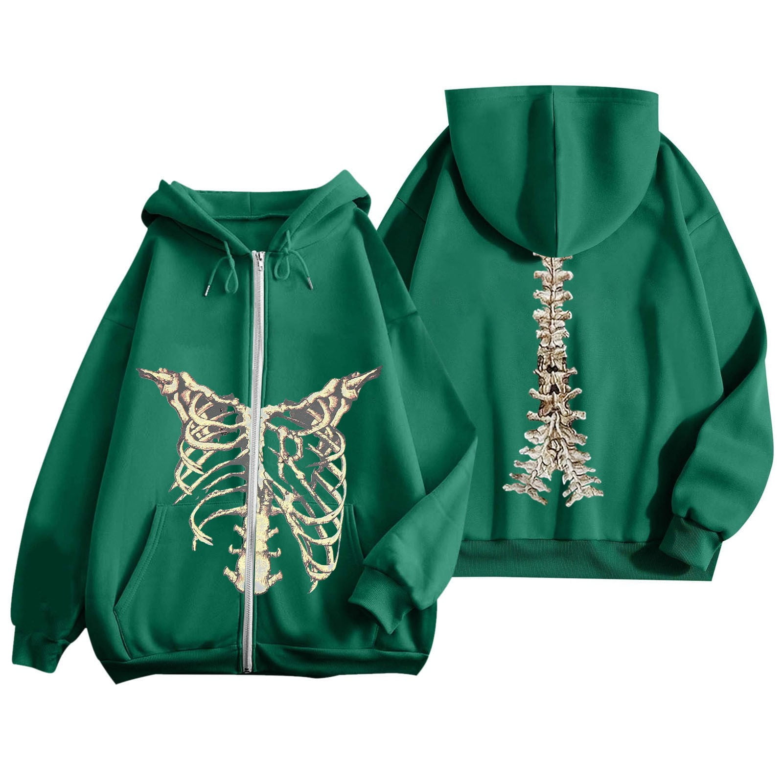 MUXiin Green Zip Up Hoodie For Women Full Zip,Men Women Y2K
