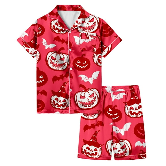 MUXiin Halloween Pajamas Girls 4-5 Years Orange,Halloween Pajamas Set Soft Sleepwear Cute Printed Pajamas Comfortable Nightwear For Toddler Kids