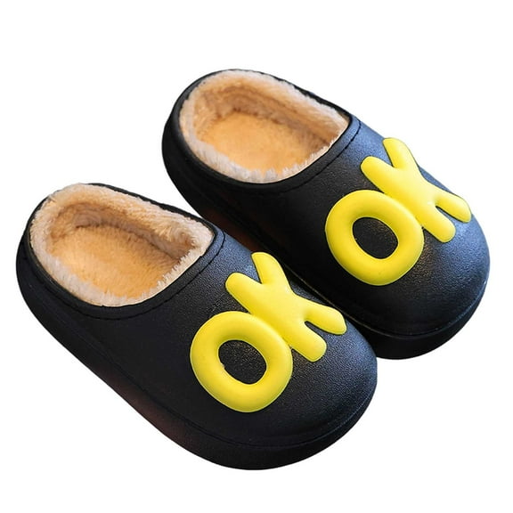 MUXiin House Slippers For Kids Girls Warm Cozy Slippers Kids Indoor Outdoor Non- Comfortable Cute Stylish Footwear(12-13 Years,Black)