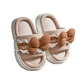 thumbnail image 1 of MUXiin House Slippers For Kids Size 5 Girls Slippers For Kids Cute Cartoon Bow Design Breathable Linen Indoor Comfortable Soft Sole Toddler Home Footwear Lightweight Non-(2-2.5 Years,Khaki), 1 of 5