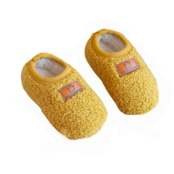 MUXiin House Slippers For Kids Size 9 Girls Slippers Fashion Winter Boots Comfortable Walking Shoes for Kids Soft Warm Non- Indoor Outdoor Casual Footwear(5-6 Years,Yellow)