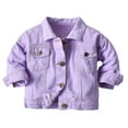 thumbnail image 1 of MUXiin Jean Jacket For Girls 6-7 Years Purple,Girls Denim Jacket Windproof Warm Outerwear Toddler Baby Coat Solid Casual Distressed Top, 1 of 4