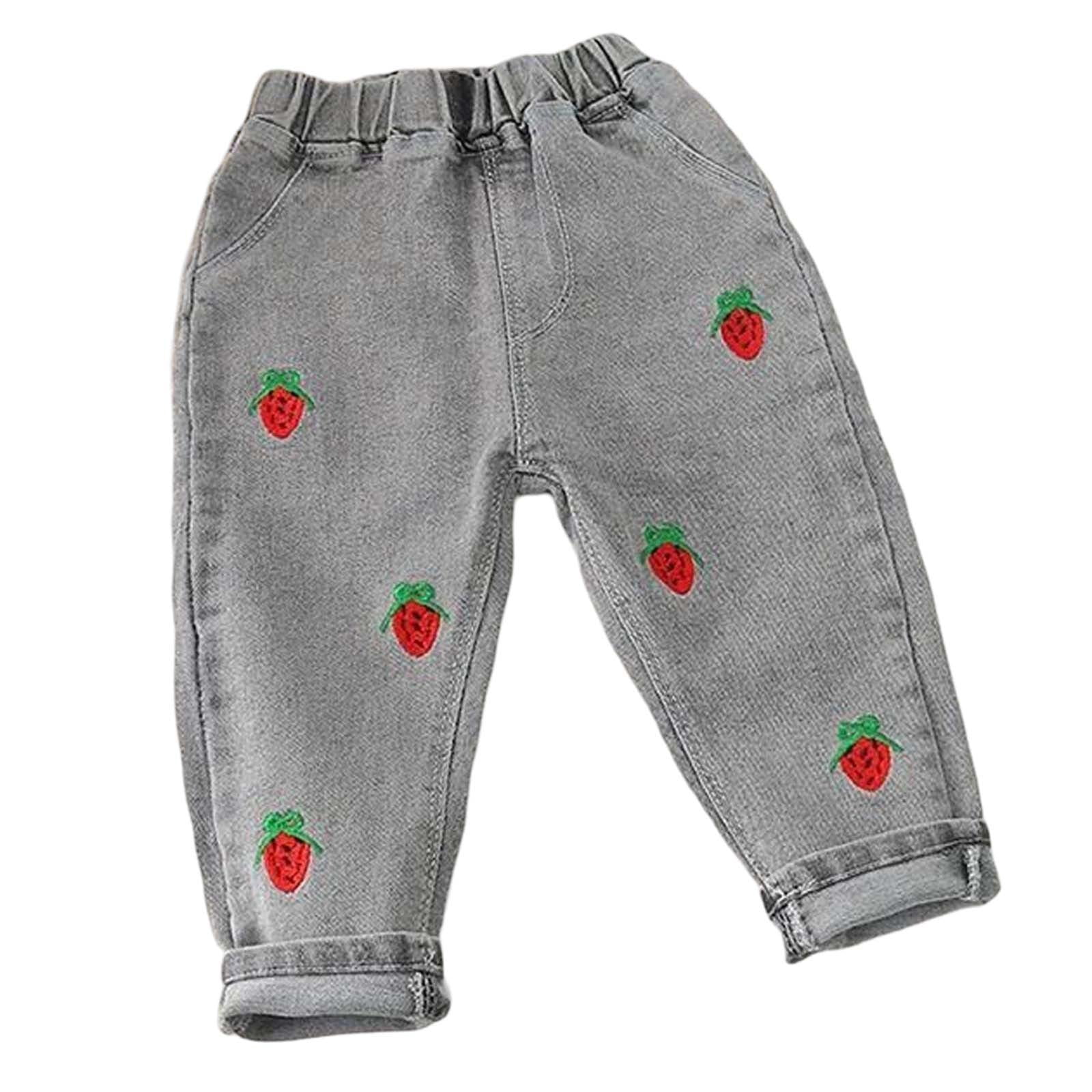 MUXiin Jeans for Kids Girls Solid Color Elastic Waist Wide Leg Jeans ...