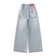 thumbnail image 1 of MUXiin Jeans for Girls Trendy Lightweight Cotton High Waisted Baggy Jeans Loose 90s Hop Streetwear Trousers Streetwear with Pockets, 1 of 9