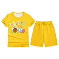 thumbnail image 1 of MUXiin Kid Toddler Girl Easter Clothes Summer Short Sleeve Cartoon Rabbit Bunny Graphic Tee Shirt + Shorts Summer Outfits Set, 1 of 5