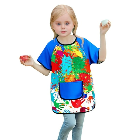 MUXiin Kids Art Smock With Sleeves Painting Apron For Children Boys Girls Craft Protective Coverall With Pocket