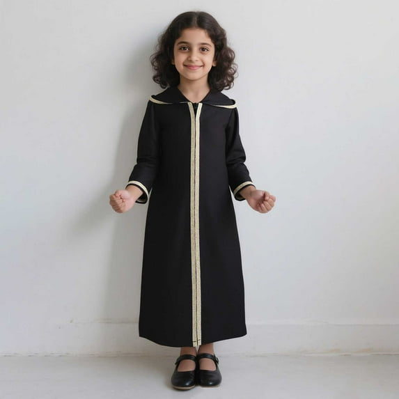MUXiin Kids Boys Ethnic Printed Thobe Long Sleeve Kaftans Robe Prayer Clothes for 4-5 Years