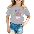 thumbnail image 1 of MUXiin Kids Easter Shirt Girls Bunny Eggs Short Sleeve T-Shirt Casual Easter's Day Blouse Tops Tee for Boys & Girls Easter Gifts for Girls(Grey,6-7 Years), 1 of 5