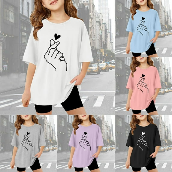 MUXiin Kids Easter Shirt Girls Cute Graphic Short Sleeve Tee for Toddler Casual Easter's Day Tee Shirt T Shirts for Boys and Girls (Pink,7 -8 Years)