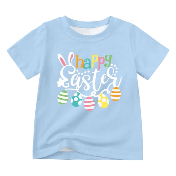 MUXiin Kids Easter Shirts Girls 3d Prints Short Sleeve T Shirt Casual Happy Easter Vacation Tops Tee for Toddler & Kids Easter Gifts for Boys(Blue,11-12 Years)