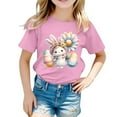 thumbnail image 1 of MUXiin Kids Easter Shirts Girls Cartoon Rabbit Short Sleeve T Shirt Top Easter's Day Happy Easter Vacation Tops Girls Summer Tops T-Shirts Easter Gifts for Kids(Pink,2-3 Years), 1 of 5