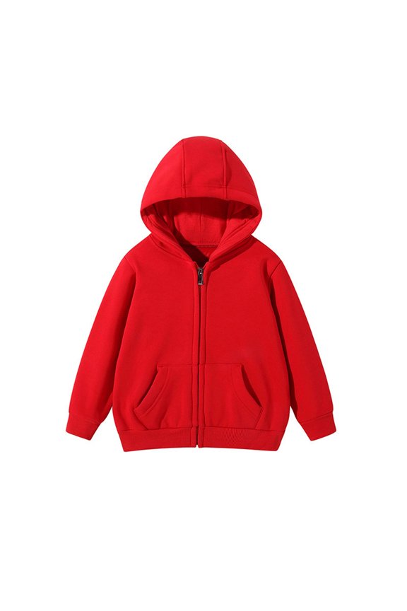 Kids Girls Boys Zipper Long Sleeves Pullover Hoodie Sweatshirt Full Zip Hooded School Wear Jacket Sweat Hoodie Casual Heavyweight Thicken Jackets Coat Sweatshirts Fashion Children