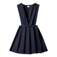 thumbnail image 1 of MUXiin Kids Girls School Uniform Dress Square Neck V-Back Sleeveless Pleated Dress with Belt Daily Wear (8-9 Years,Blue), 1 of 3