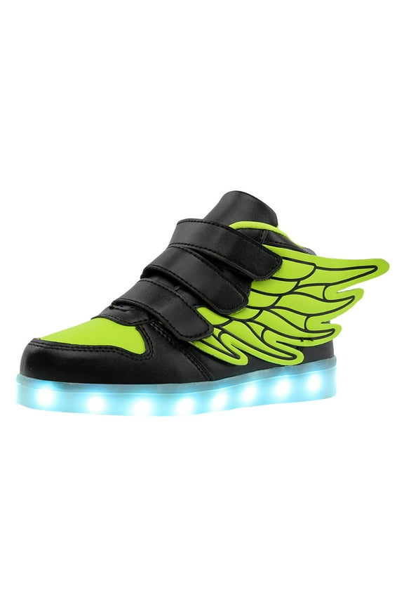 Kids Light up Shoes LED USB Charging Flashing High-top Wings Sneakers Boys Girls Trainers for Festivals Halloween Christmas New Year Party Great Gift