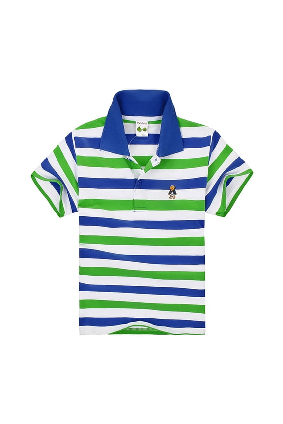 Kids Polo Shirts Boys 5t Button Down Shirt Solid Color Short Sleeve Preppy Shirts Back To School Shirt 5-6 Years,Blue