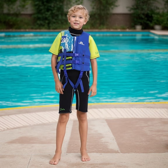 MUXiin Kids Swim Vest Boys Begin To Swim Cartoon Swim Vest with Adjustable Safety Strap Buoyancy Swimming Aid for Paddle Sports, Kayaking, Canoeing, Boating