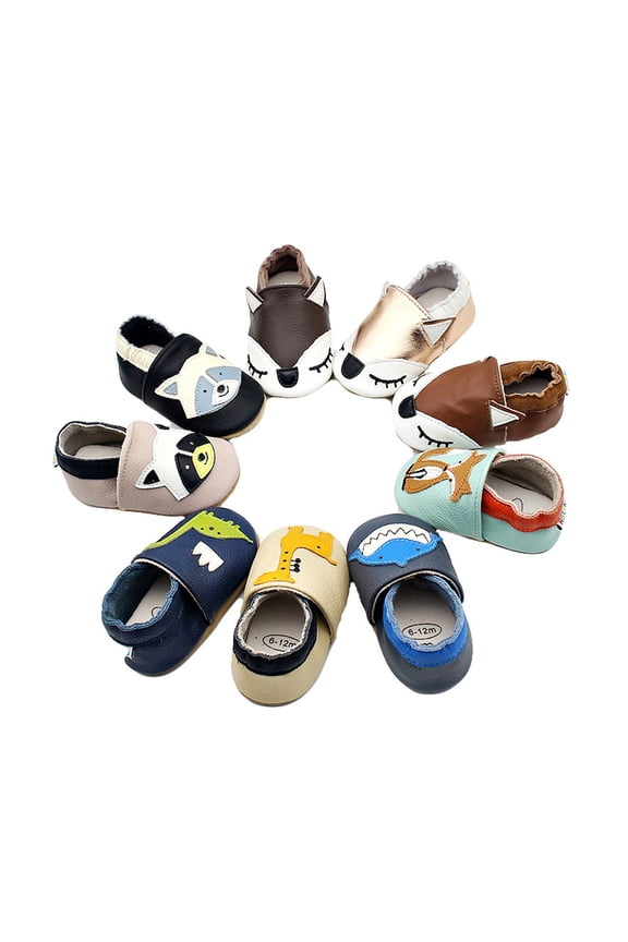 Leather Baby Moccasins for Boys and Girls, Soft Sole Toddler Prewalker Shoes, -on First Walking Slippers