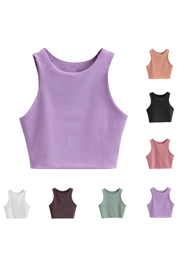 Little Girl Bras 7-8 Girls Double Layer Cropped Tank Top Sleeveless Soft Stretch Comfort Fit Casual Wear Racerback Training Bras For Girls