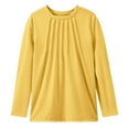 thumbnail image 1 of MUXiin Long Sleeve Shirts For Girls Yellow,Girls Pleated Long Sleeve Shirts Kids Pullover Tops Casual V Neck/Crewneck Cute Soft Blouses Outwear for Kids 6-7 Years, 1 of 4