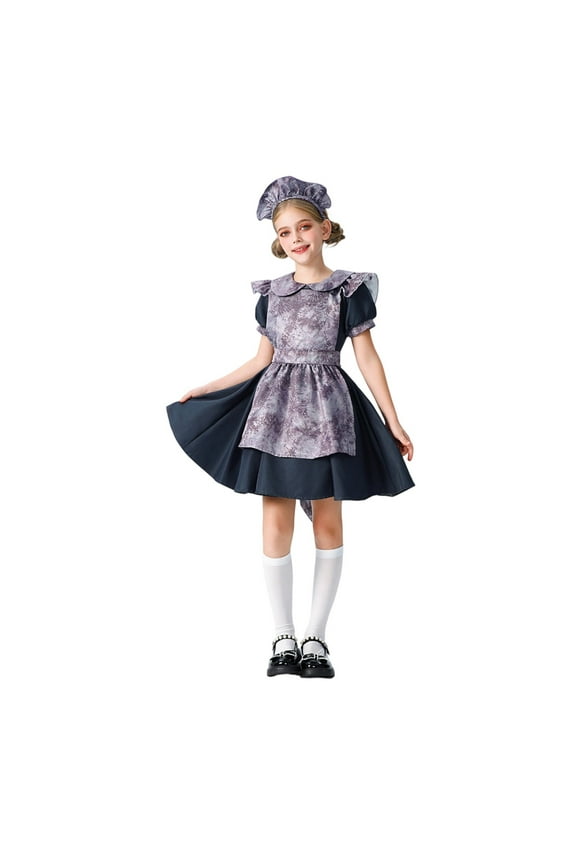 ,MUXiin Toddler Halloween Outfit 7-8 Years,Halloween Witch Party Dress For Girls Scary Doll Frock Toddler Kids Gown For Pumpkin Theme Celebration,(7-8 Years,Z25-Purple)