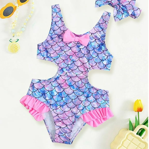 MUXiin Toddler Girls Swimsuit One Piece Tankini Striped Beachwear for Kids Quick Dry Stylish Design Water Sports Swimsuit Cute Baby Girl Bathing Suit