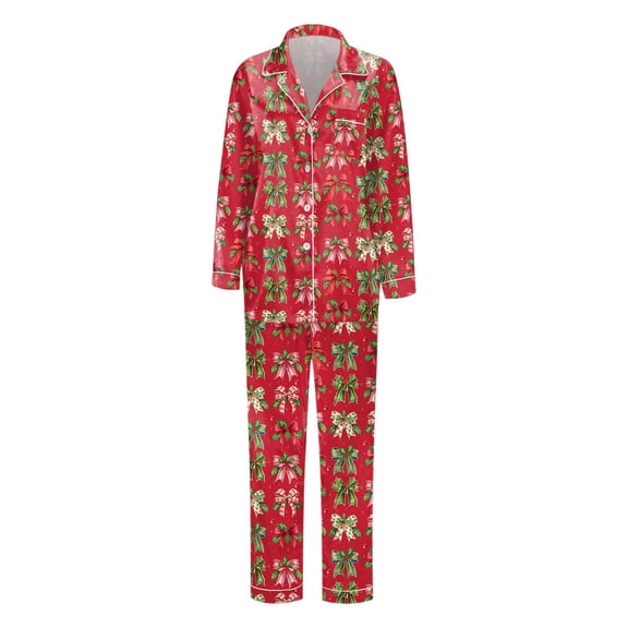 MUXiin Mom And Daughter Matching Outfits,Satin Silk Family Matching Pajamas Set Long Sleeve Button Down Sleepwear Loungewear For