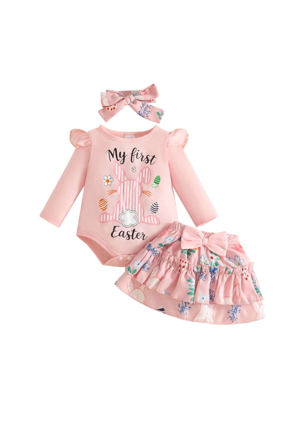 My First Easter Baby Boy Outfit Gentleman Rabbit Romper Shirt Tops Bunny Overalls Pants Hat 3pcs Set
