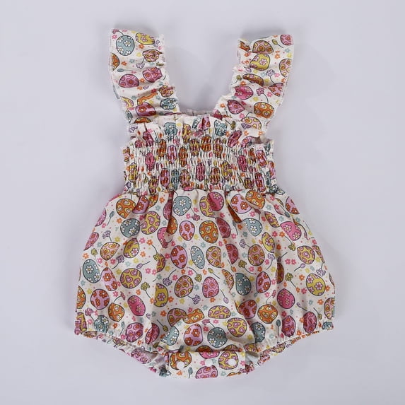 MUXiin Baby Girl Easter Outfit Bubble Romper Embroidery Cute Smocked Baby Girl Clothes