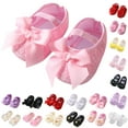 thumbnail image 1 of MUXiin Newbron Baby Girls Mary Jane Shoes with Headband Soft Sole Anti-skidding Bowknot Lace Princess Flats Shower Wedding Dress Crib Shoes, 1 of 7