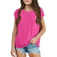 thumbnail image 1 of MUXiin Oversized T Shirts for Girls Crew Neck Sports T-Shirt Short Sleeve Back To School Shirt Letter Graphic Printed Kids Summer Clothing Soft T Shirt for Boys and Girls, 1 of 5