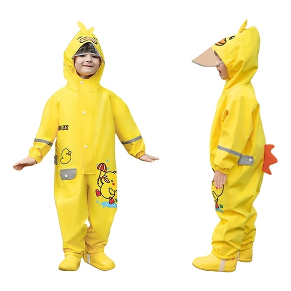 MUXiin Raincoat For Boys 1-2 Years,Raincoats for Student Reusable Rain Ponchos with Hood and Sleeves Waterproof Rain Coats for Students,Yellow1