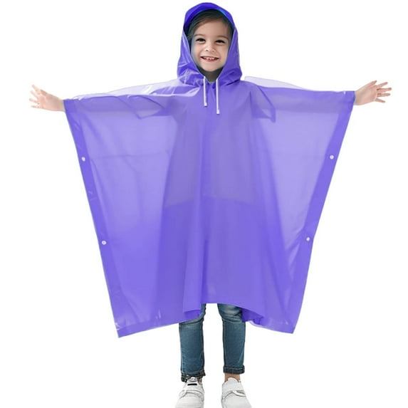 MUXiin Raincoat for Boys 10-12 Waterproof Solid Color Reflective Strips Reusable Child Rain Gear Foldable Kids Raincoat for Travel